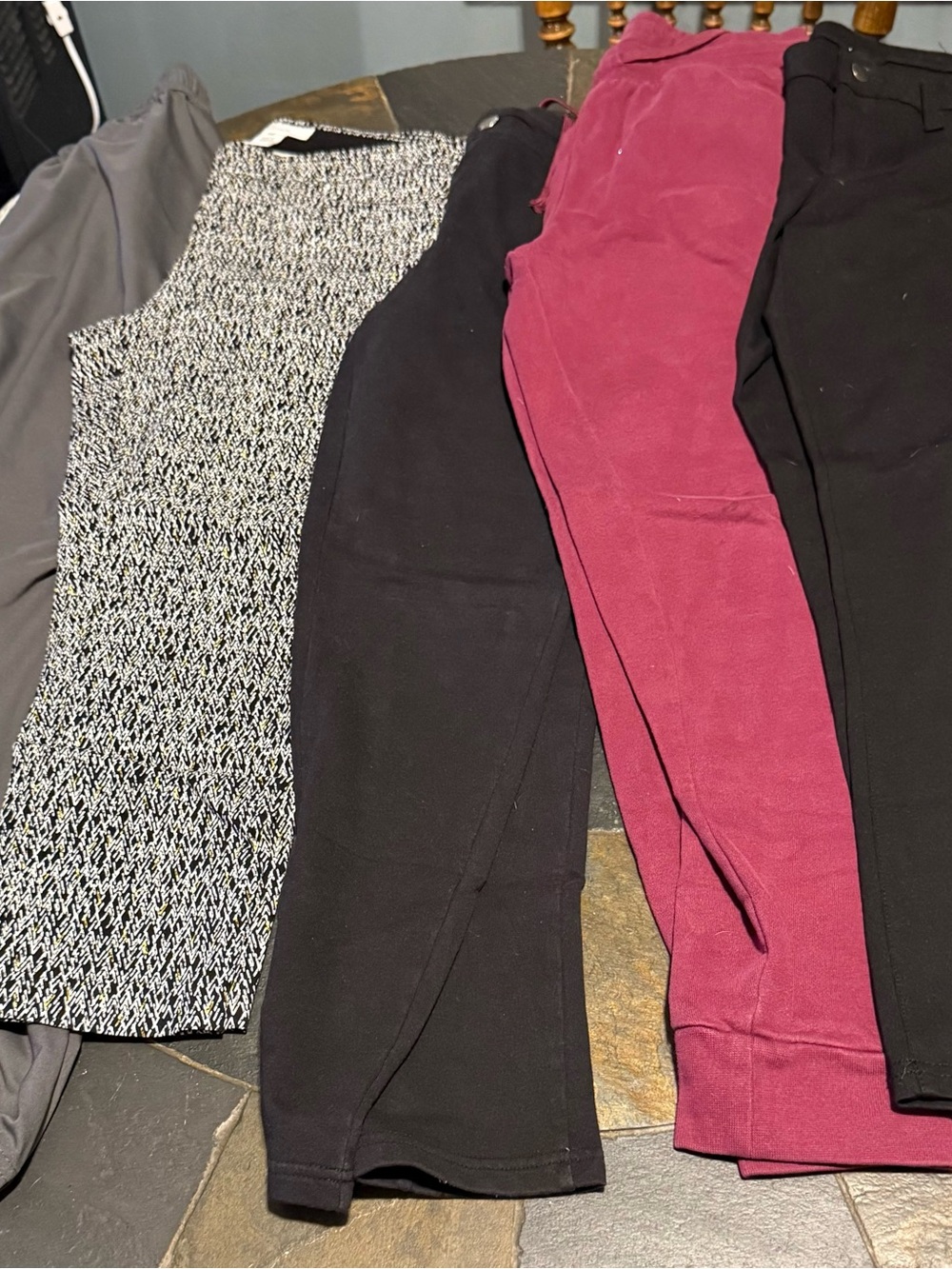 Pull-On Ponte Skinny Pants in Black and Wine